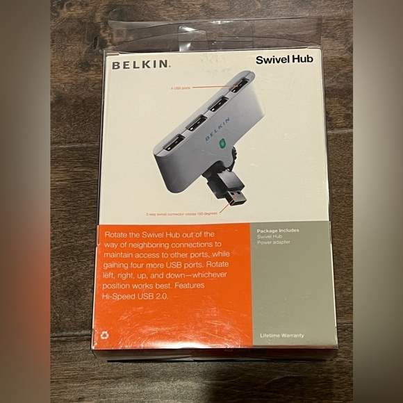 Belkin Convenient Rotating Hub High Speed Swivel Hub-4 Ports-USB-Mac Windows NEW - Picture 2 of 5